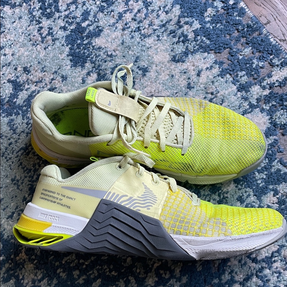 Nike Neon Yellow and Gray Athletic Shoes